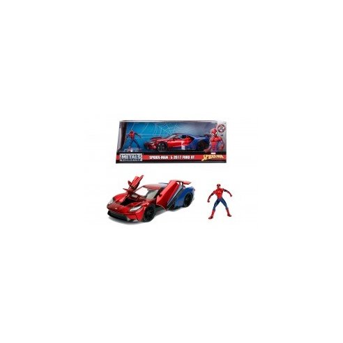 JADA Marvel Spider-Man Ford GT del 2017 in scala 1:24 con personaggio di Spider-Man in die cast