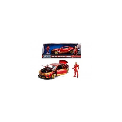 JADA Marvel Iron Man Chevy Camaro SS del 2016 in scala 1:24 con personaggio di Iron Man in die cast