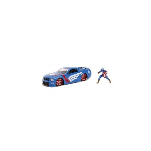 JADA Marvel Captain America 2006 Ford Mustang GT in scala 1:24 die-cast con personaggio di Captain America in die cast