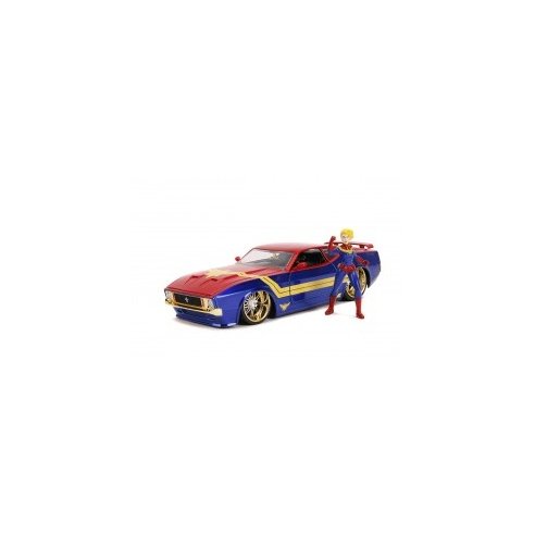 JADA Marvel Captain Marvel 1973 Ford Mustang Mach 1 in scala 1:24 die-cast con personaggio di Captain Marvel in die cast