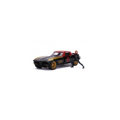 JADA Marvel Black Widow 1966 Chevy in scala 1:24 die-cast con personaggio della Vedova Nera in die cast