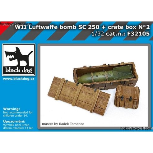 Black Dog  	1 32 ACCESSOIRES WW II LUFTWAFFE BOMB SC 250 AND CRATE BOX NO.2