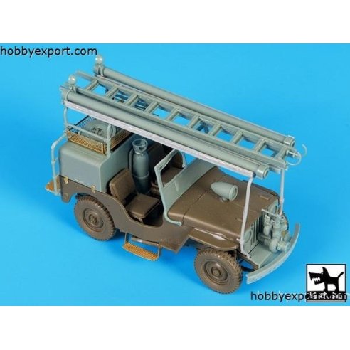 Black Dog  1 35 TRANSKIT JEEP WILLYS CJ2A FIRE TRUCK CONVERSION SET