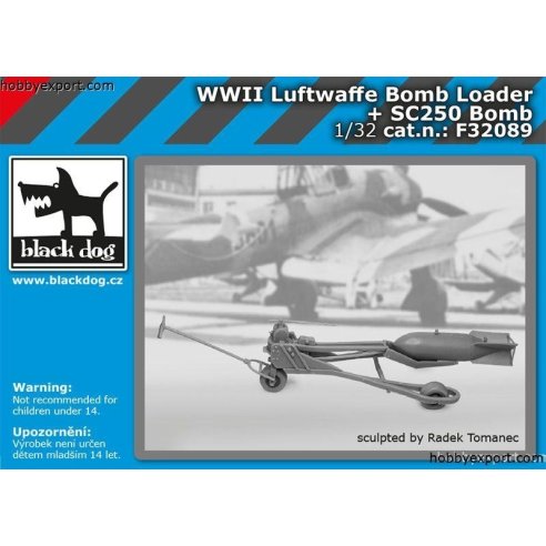 Black Dog 1 32 KIT WW II LUFTWAFFE BOMB LOADER AND SC250 BOMB