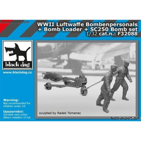 Black Dog 1 32 KIT WWII LUFTWAFFE BOMBENPERSONAL AND BOMB LOADER AND SC250 BOMB SET