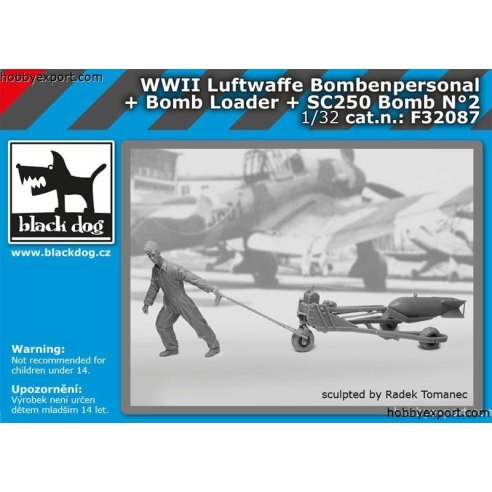 Black Dog 1 32 KIT  WWII LUFTWAFFE BOMBENPERSONAL AND BOMB LOADER AND SC250 BOMB NO.2