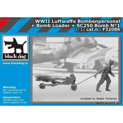 Black Dog  	1 32 KIT  WWII LUFTWAFFE BOMBENPERSONAL AND BOMB LOADER AND SC250 BOMB NO.1