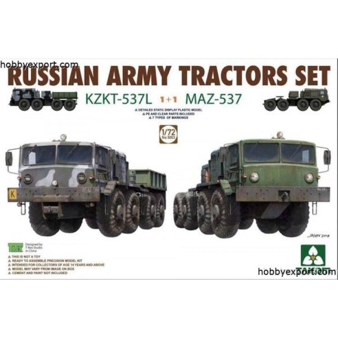 TAKOM   	1 72 KIT RUSSIAN ARMY TRACTORS SET KZKT537L 11 MAZ537