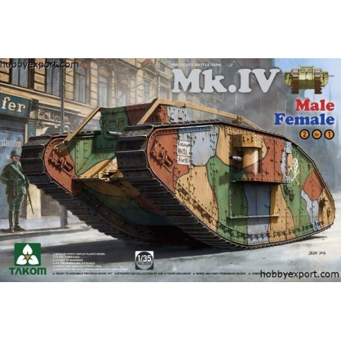 TAKOM   	1 35 KIT WWI HEAVY BATTLE TANK MK.IV MALE FEMALE 2 IN 1