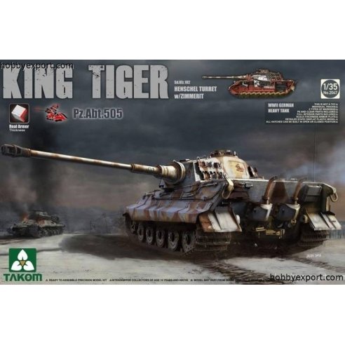 TAKOM   	1 35 KIT  KING TIGER HENSCHEL TURRET ABT 505 W ZIMMERIT AND FULL INTERIOR