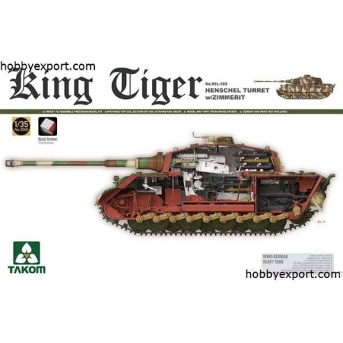 TAKOM 1 35 KIT KING TIGER HENSCHEL TURRET WITH ZIMMERIT SPECIAL EDITION NEW TRACK PARTS