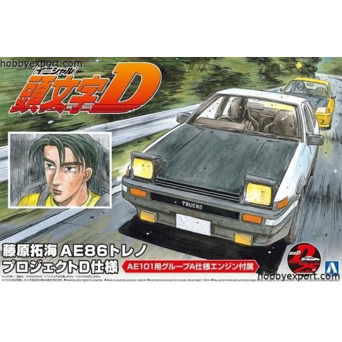 Aoshima 	1 24 KIT   Initial D Takumi Fujiwara AE86 Trueno Project D Version With Engine