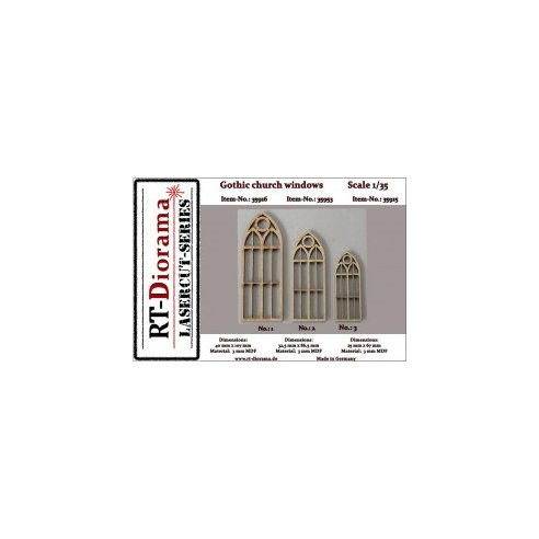 RT-DIORAMA 1/35 Lasercut: Gothic Church Windows No.3