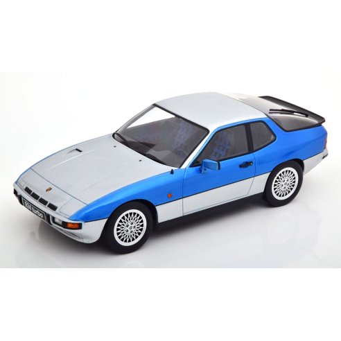 KK-Scale PORSCHE 924 TURBO SILVER &amp; BLUE METALLIC 1986 1/18