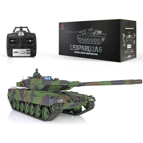 HENG LONG 1/16 RC German Leopard 2 A6 Main Battle Tank, metal arm, infrared battling system, stell wave box