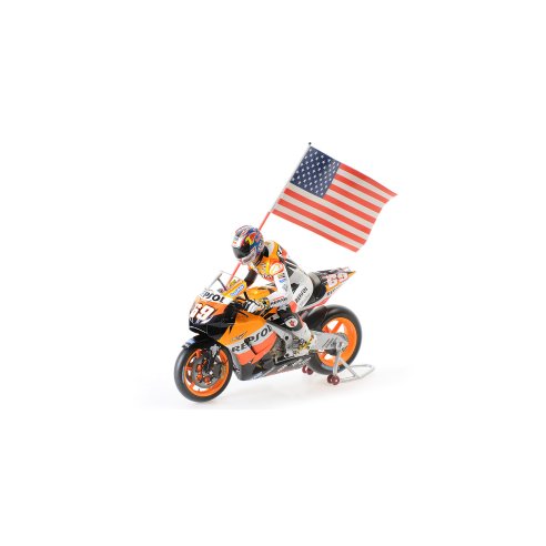 Minichamps HONDA RC211V NICKY HAYDEN WITH FIGURINE &amp; FLAG WORLD CHAMPION MOTOGP 2006 1/12