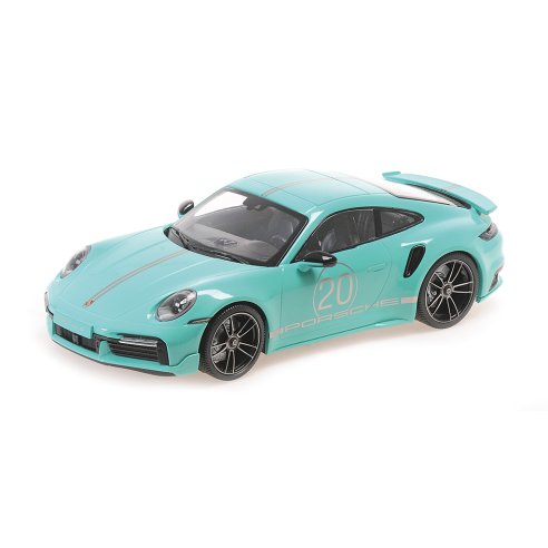 Minichamps PORSCHE 911 (992) TURBO S COUPE SPORT DESIGN GREEN 2021 1/18