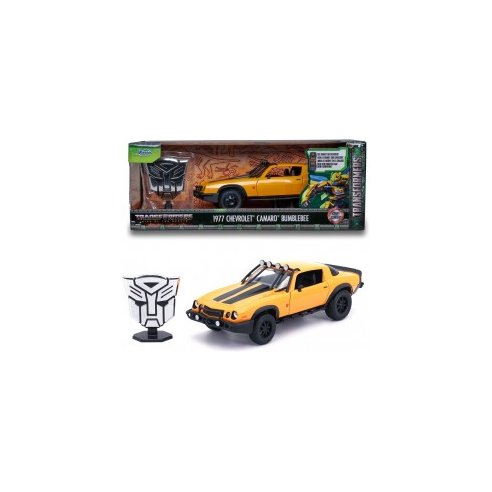 JADA Transformers 1977 Chevrolet Camaro Bumblebee in scala 1:24 die-cast, funzionamento a ruota libera, parti apribili