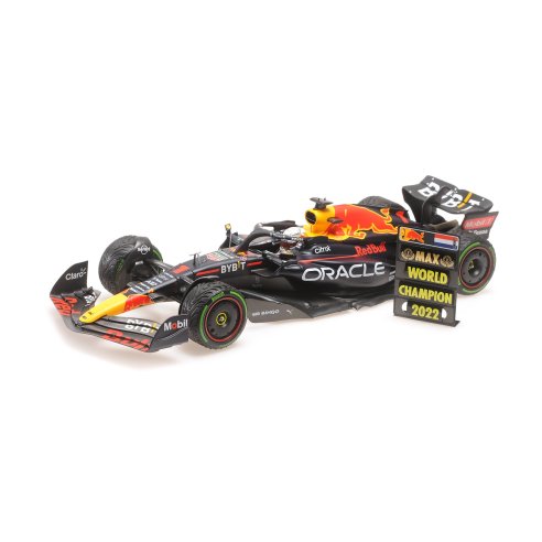 Minichamps RED BULL RACING RB18 MAX VERSTAPPEN WINNER JAPANESE GP PITBOARD WORLD CHAMPION 2022 1/18