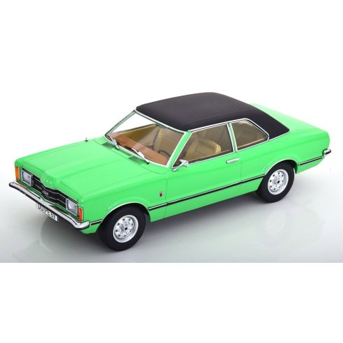 KK-Scale FORD TAUNUS GXL SEDAN VINYL ROOF SQUARE HEADLIGHTS LIGHT GREEN MATT BLACK 1971 1/18