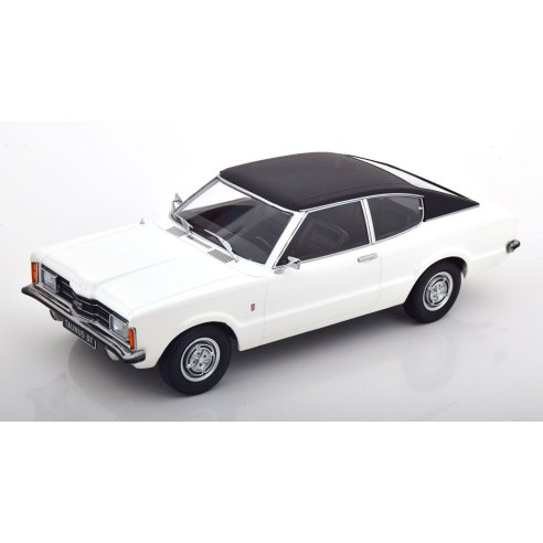 KK-Scale FORD TAUNUS GT COUPE WHITE WITH BLACK VINYL ROOF SQUARED HEADLIGHTS 1971 1/18