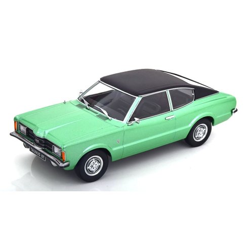 KK-Scale FORD TAUNUS GT COUPE GREEN METALLIC WITH BLACK VINYL ROOF SQUARED HEADLIGHTS 1971 1/18