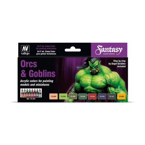 VALLEJO CONFEZIONE 8 COLORI DA 17 ML ORCS &amp; GOBLINS BY ANGEL GIRALDEZ