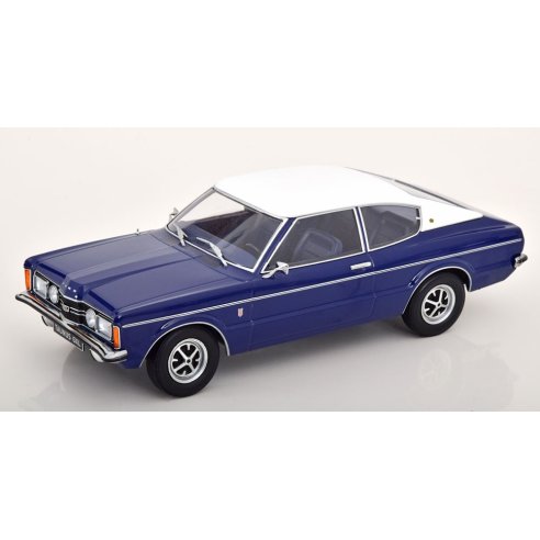 KK-Scale FORD TAUNUS GXL COUPE WITH VINYL ROOF DARK BLUE &amp; FLAT WHITE 1971 1/18