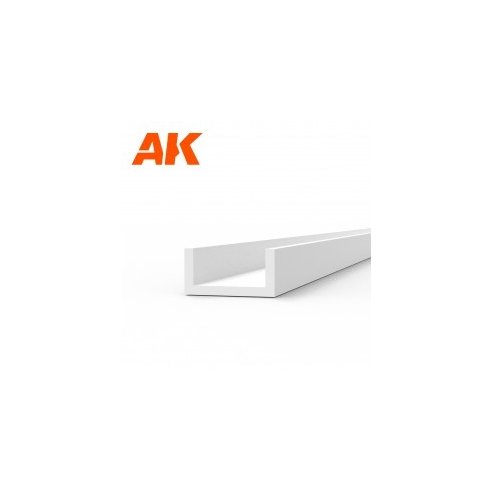 AK INTERACTIVE U Channel 3.0 width x 350mm - STYRENE STRIP