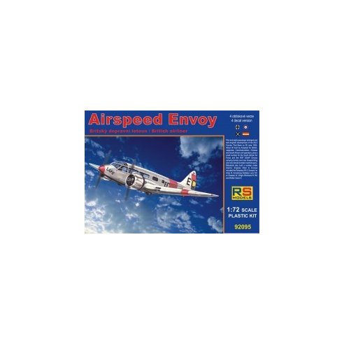 RS MODELS 1/72 Airspeed Envoy, Cheetah engine (4 decal v. for Spain Rep.,France, South Africa) Photoetched Parts + Resin parts