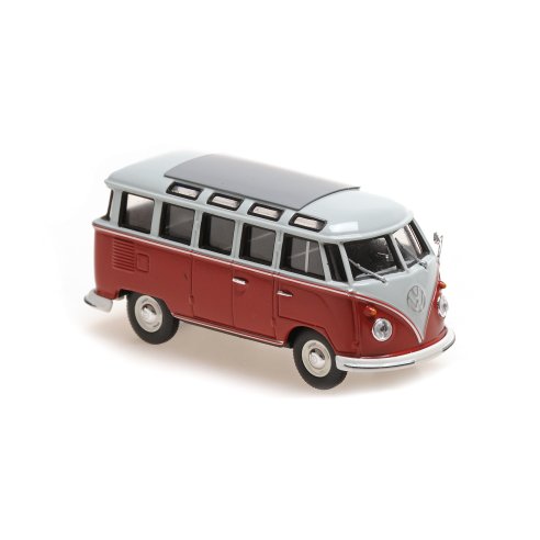 Minichamps VOLKSWAGEN SAMBA BUS RED &amp; GREY 1961 1/43