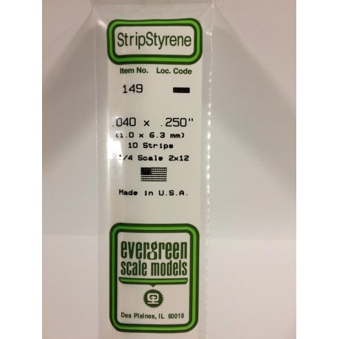 copy of EVERGREEN 149 - .040" X .250" OPAQUE WHITE POLYSTYRENE STRIP