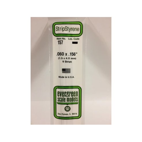 EVERGREEN  157 LISTELLO POLISTIENE 1,50X 4 MM 10PZ.