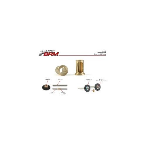 BRM MODEL CARS Brass adapter for gears from 3mm axle to 3/32" axle (x2)