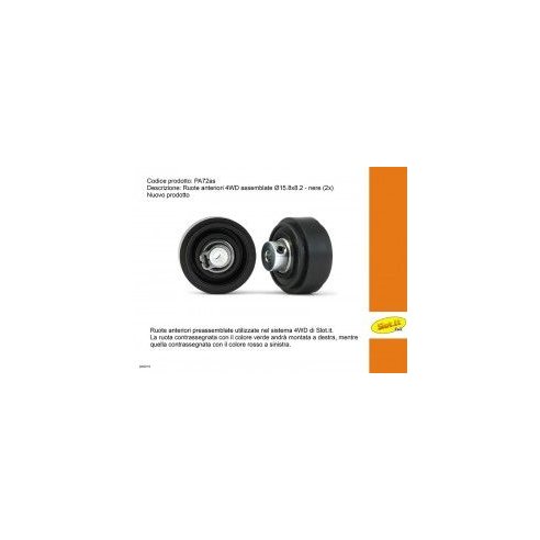 Slot.it Ruota in Plastica Assemblate Ø15.8x8,2 ant. nere per 4WD system (2x)