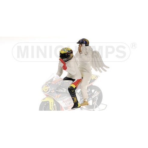 Minichamps PILOTA VALENTINO ROSSI + ANGEL GP 250 RIO WORLD CHAMPION 1999 1/12