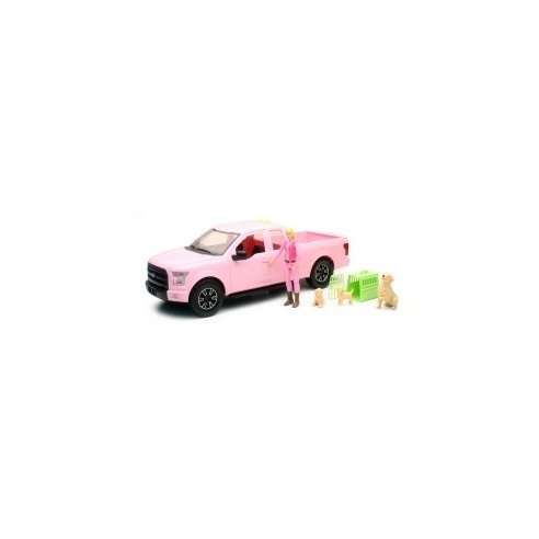 New Ray 1/14 Pink Ford F-150 with Dogs and Accessories Playset [Light & Sound - Try Me]