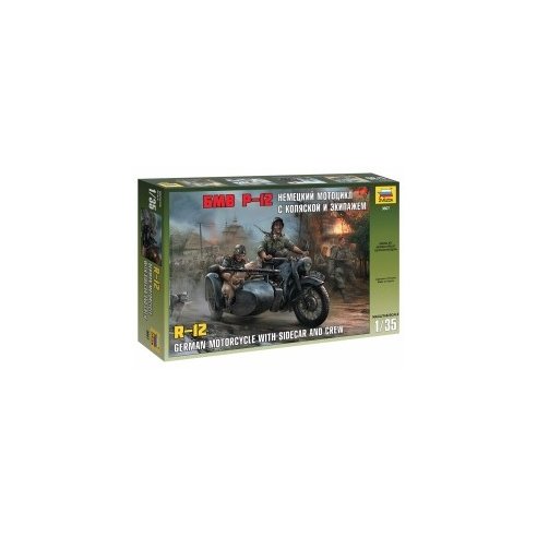 Zvezda 1/35 R12 German Motorcycle with Sidecar and Crew