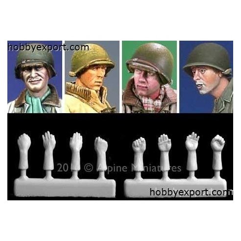 Alpine Miniatures   	1 35 KIT (MAQUETTE) (KIT (MAQUETTE)) Us Helmet Heads And Hands