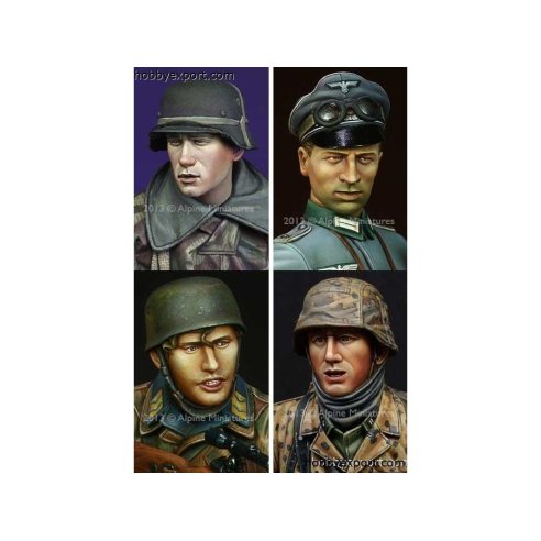 Alpine Miniatures 1 16 KIT (MAQUETTE) (KIT (MAQUETTE)) German Heads Set 4