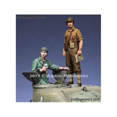 Alpine Miniatures 1 35 KIT (MAQUETTE) US TANK COMMANDER SUMMER SET 2 FIGURES