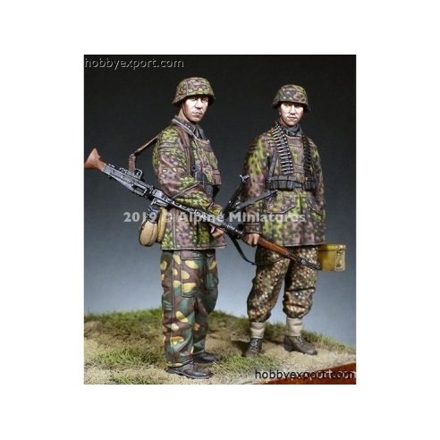 Alpine Miniatures  1 35 KIT (MAQUETTE) MG TEAM 12 SS HJ SET 2 FIGS