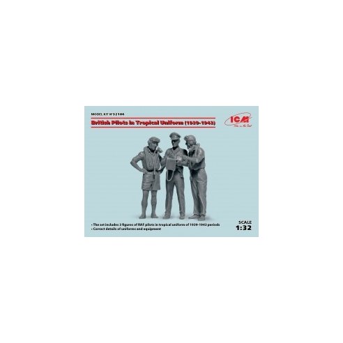 ICM 1/32 British Pilots in Tropical Uniform (1939-1943) (3 figures) (100% new molds)